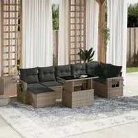 Set Divano da Giardino 8 pz con Cuscini Grigio in Polyrattan 3268060