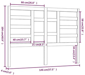 Testiera per Letto Grigia 146x4x104cm in Legno Massello di Pino