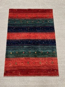Loribaft Tappeto 90x60 Verde (Iran) Annodato A Mano