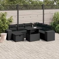 Set Divani da Giardino con Cuscini 8 pz Nero in Polyrattan 3275315