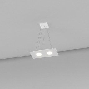 Lampadario Moderno Rettangolare Area Metallo Bianco 2 Luci Gx53