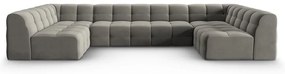 Divano angolare in velluto grigio (a U) Kendal - Micadoni Home