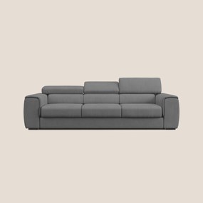 Zeno Divano con pouf estraibile poggiapiedi a 3 sedute in tessuto morbido impermeabile T02 grigio