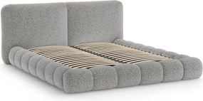 Letto matrimoniale imbottito grigio con contenitore con rete inclusa 200x200 cm Solange – Micadoni