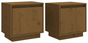 Comodini 2 pz miele 40x30x40 cm in legno massello di pino