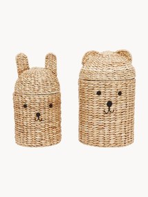 Set di 2 cestini fatti a mano con coperchi Bear & Rabbit