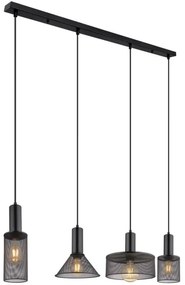 Globo 15648-4H - Lampadario a sospensione con filo JEDD 4xE27/60W/230V nero