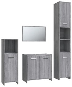 Set mobili da bagno 4 pz grigio sonoma in legno multistrato