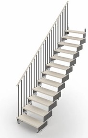 Scala a rampa dritta Gala IRIS, larghezza 60 cm, struttura in acciaio grigio antracite, gradini in legno faggio, colore bianco