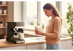 Sencor - Macchina per caffè espresso a portafiltro 1350 W/230 V nero/cromo satinato