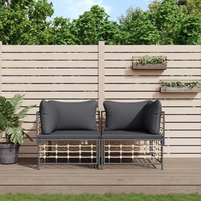 Divani angolari modulari con cuscini 2 pz in polyrattan