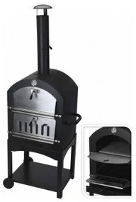 Barbecue a Carboni con Ruote Nero (Ø10 x 46,5 cm) (44,5 x 65 x 158 cm)