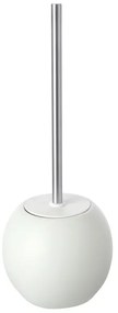 Portascopino Tondo Ceramica Bianco e manico in acciaio Oslo