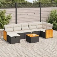 Set Divani da Giardino con Cuscini 8 pz Nero in Polyrattan 3326046