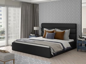 Letto matrimoniale con box contenitore Provenza - 160 x 200 cm , Ecopelle nero