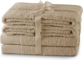 Asciugamani e teli da bagno in spugna di cotone beige in un set di 6 pezzi Amari - AmeliaHome