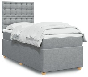 Giroletto A Molle Con Materasso Grigio Chiaro 80x200 Cm Tessuto /