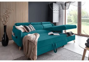 Divano letto angolare in velluto turchese (angolo destro) Sweet Harmony - Miuform