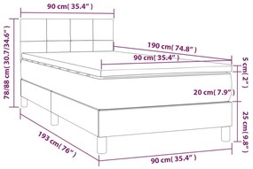 Letto a Molle Materasso e LED Marrone Scuro 90x190cm in Tessuto