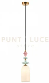 Lampadario a sospensione led ceramica e vetro