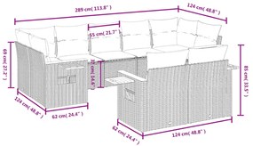 Set Divani da Giardino 9 pz con Cuscini Nero in Polyrattan