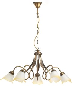 Lampadario Country charm Lampadario DOPPIO GIRO 5 - E14 beige paralume bianco 5x E14 Ø75cm