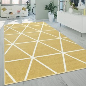 Tappeto arredo moderno a pelo corto Rombi  Colore Giallo, Dimensioni Tappeti cm 70x140