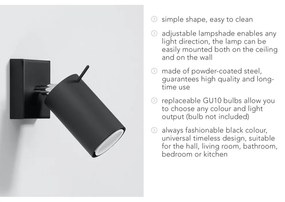 Faretto nero 8x10 cm Etna – Sollux