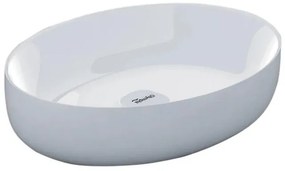 Lavabo da appoggio Metamorfosi OLYMPIA CERAMICA ovale in ceramica L 55 x H 14 x P 42 cm bianco lucido