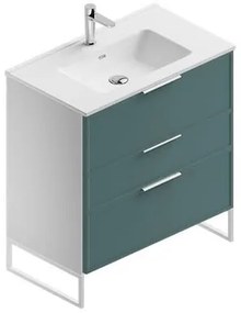 Mobile sottolavabo e lavabo Quadra per vasca centrale bianco/mirto in mdf L 80 x H 93 x P 46 cm 3 cassetti