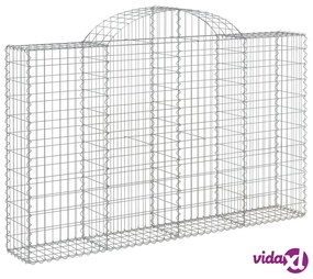 vidaXL Cesti Gabbioni ad Arco 2 pz 200x30x120/140 cm Ferro Zincato