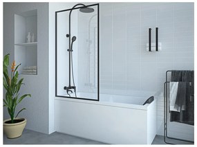Parete per vasca da bagno 80 x 140 cm Vetro temperato Nero opaco Stile industriale - BRADENTON