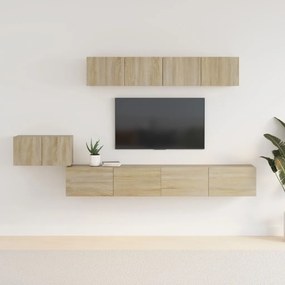 Set Di Mobili Porta Tv 5 Pz Rovere Sonoma İn Legno Multistrato /