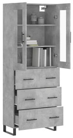 Credenza grigio cemento 69,5x34x180 cm in legno multistrato