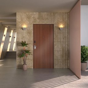 Porta blindata DI.BI. Code Impr L 90 x H 200 cm in melaminico noce tanganika/marrone, apertura spingere a destra, falso telaio incluso