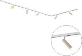 Sistema di illuminazione a binario moderno con 5 faretti bianco e beige monofase GU10 35mm - Iconic Jeana Luxe