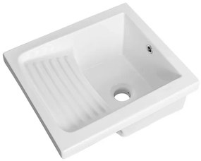 Vasca lavatoio 45x50 cm in ceramica lucida con strofinatoio integrato