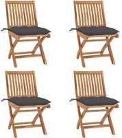 Sedie da Giardino Pieghevoli con Cuscini 4 pz Massello di Teak 3072822