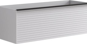 Cassettiera Pixel con 2 cassetti frontale stripes laccato opaco bianco e maniglia alluminio nero opaco L120 x H40 x P45,5 cm
