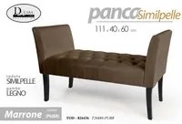 Panca in similpelle marrone gambe in legno retro