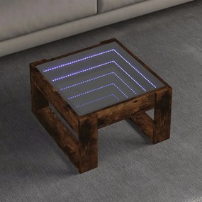 Tavolino Da Salotto Con Led Infinity Rovere Fumo 50x53x30 Cm /