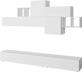 Parete Attrezzata Base TV 260 Cm E Pensili Tromen Bianco Opaco