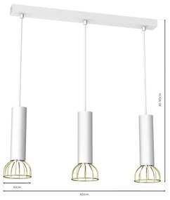 Lampadario su corda DANTE 3xGU10/25W/230V bianco/oro