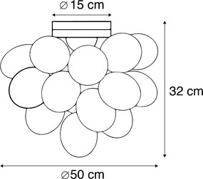 Plafoniera di design nera con vetro fumé 6 luci - Uvas
