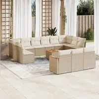 Set Divani da Giardino 14pz con Cuscini in Polyrattan Beige 3258866