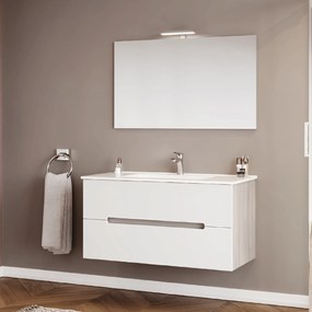 Mobile Bagno Sospeso 100 Cm Due Cassetti Specchio Con Lampada Led 100x60 Cm Savini Due "Iris"