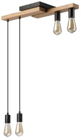 Lampadario a sospensione con filo CORTINA 4xE27/15W/230V nero/quercia