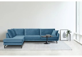 Divano angolare in velluto blu (angolo sinistro) Magic - Scandic