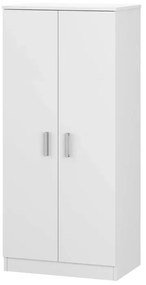 Mobile scarpiera H 180 cm in legno bianco con ante e ripiani regolabili