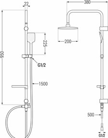 Mexen Sven set doccia esterno con soffione e miscelatore doccia termostatico Cube, cromo - 77200262-00